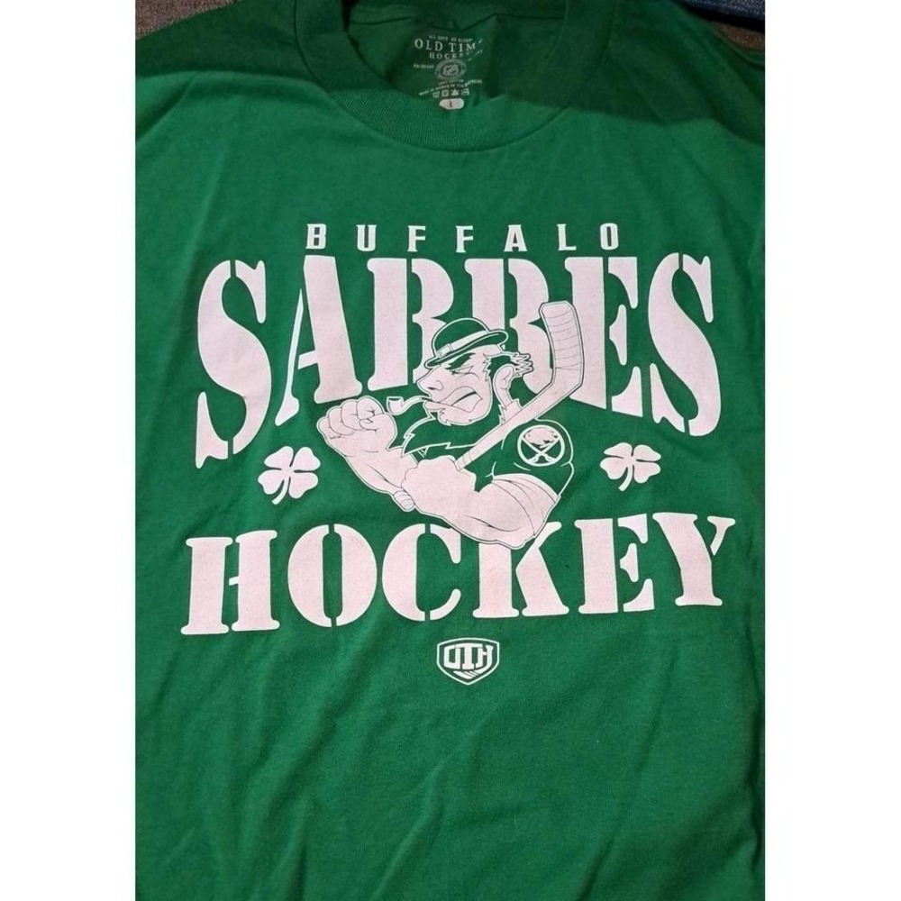Mens Lg Old Time Hockey Green Buffalo Sabres  Short Sleeve Tee  Hockey NHL Irish